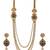 Gold-plated green meenakari & pink kundan-studded multi-strand long necklace set with earrings