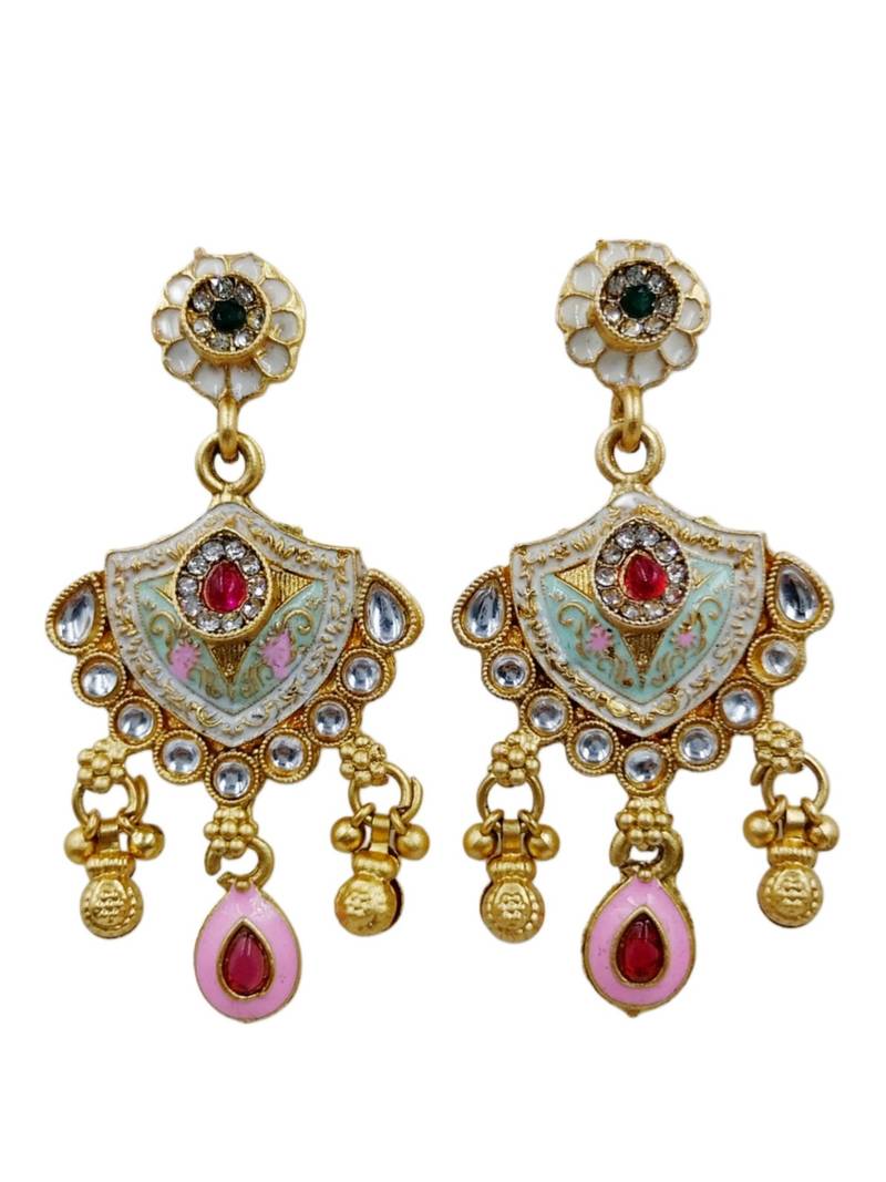 Traditional gold-plated kundan & meenakari choker jewellery set for women