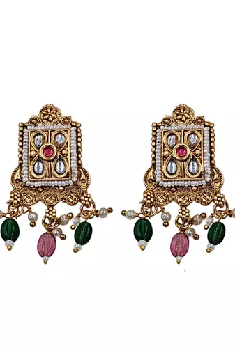 Traditional gold-plated kundan & meenakari choker jewellery set for women