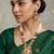 Women gold-plated antique temple long necklace & earrings set