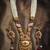 Women gold-plated antique temple long necklace & earrings set