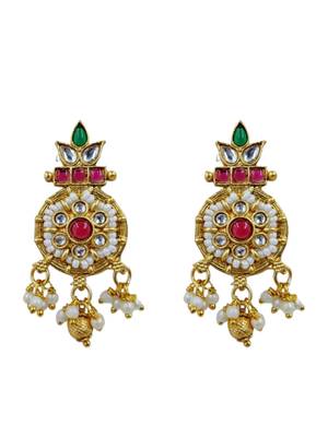 Women gold-plated kundan & multi-strand pearl jewellery set 2