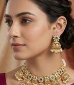 Traditional gold-plated kundan & meenakari choker jewellery set for women
