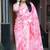 Pink chanderi batik printed saree