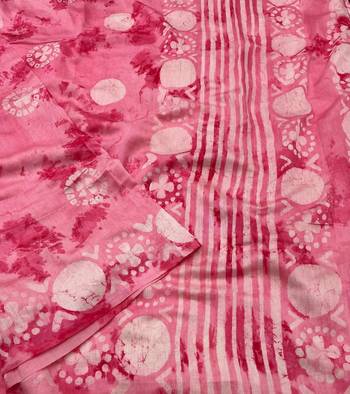 Pink chanderi batik printed saree 3