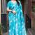Turquoise chanderi batik printed saree