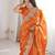 Orange silk blend zari work embroidered saree