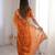 Orange silk blend zari work embroidered saree