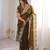 Olive silk blend zari work embroidered saree