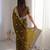 Olive silk blend zari work embroidered saree