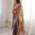Mauve silk blend zari work embroidered saree