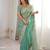 Light green silk blend zari work embroidered saree