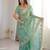 Light green silk blend zari work embroidered saree