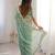 Light green silk blend zari work embroidered saree