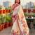Cream silk blend floral print printed saree