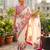 Cream silk blend floral print printed saree