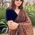 Women   s brown leopard print saree with black blouse
