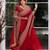 Blood red satin sequins work embroidered saree
