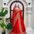 Blood red satin sequins work embroidered saree