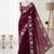 Wine georgette resham embroidery embroidered saree