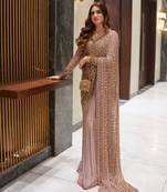 Light pink premium butterfly net embellished saree
