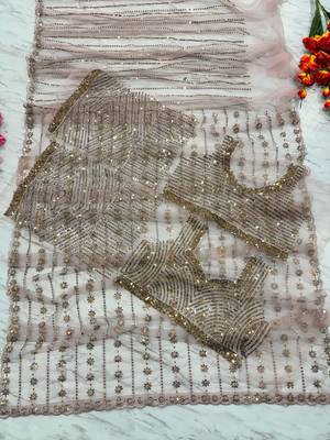 Light pink premium butterfly net embellished saree 5