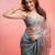 sky blue soft tabby silk blend with mirror work saree