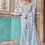 Graceful sky blue  georgette embroidery work saree