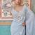 Graceful sky blue  georgette embroidery work saree