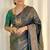 Dark teal silk blend zari woven woven saree