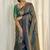 Dark teal silk blend zari woven woven saree