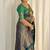 Dark teal silk blend zari woven woven saree