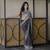Classic black heavy beads embroidered design net party wear saree with matching blouse