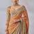 multi colored silk blend hand painted with beautiful real mirror saree set