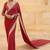 Red faux georgette hand embroidered saree set