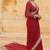 Red faux georgette hand embroidered saree set