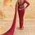 Red faux georgette hand embroidered saree set