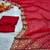 Red faux georgette hand embroidered saree set