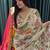 off white mirror work silk blend saree set