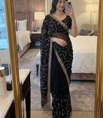 Elegant black embroidered saree