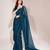 Teal georgette stone work embroidered saree