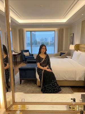 Elegant black embroidered saree 3