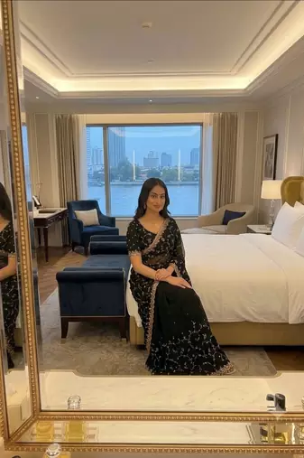 Elegant black embroidered saree