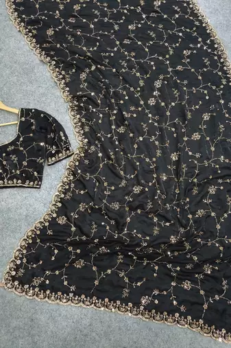 Elegant black embroidered saree