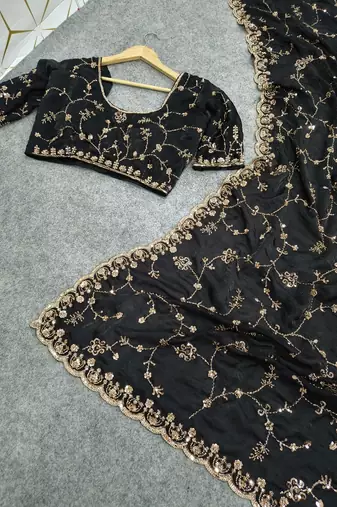Elegant black embroidered saree