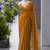 Mustard satin sequins work embroidered saree