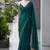 Teal satin sequins work embroidered saree
