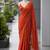 Orange satin sequins work embroidered saree