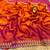 Orange satin sequins work embroidered saree