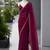 Wine satin sequins work embroidered saree